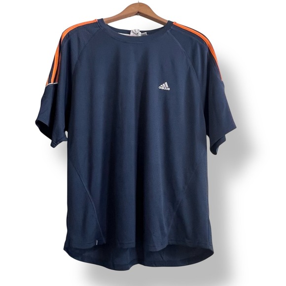 Adidas Clima365 T-Shirt in Navy with 3 Orange Stripes 2XL - Picture 1 of 4